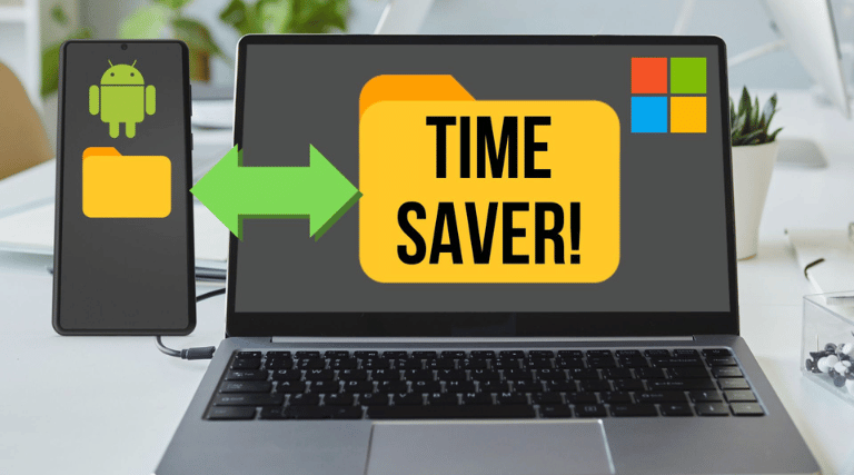 Graphic of a laptop with a message reading "time saver" on screen